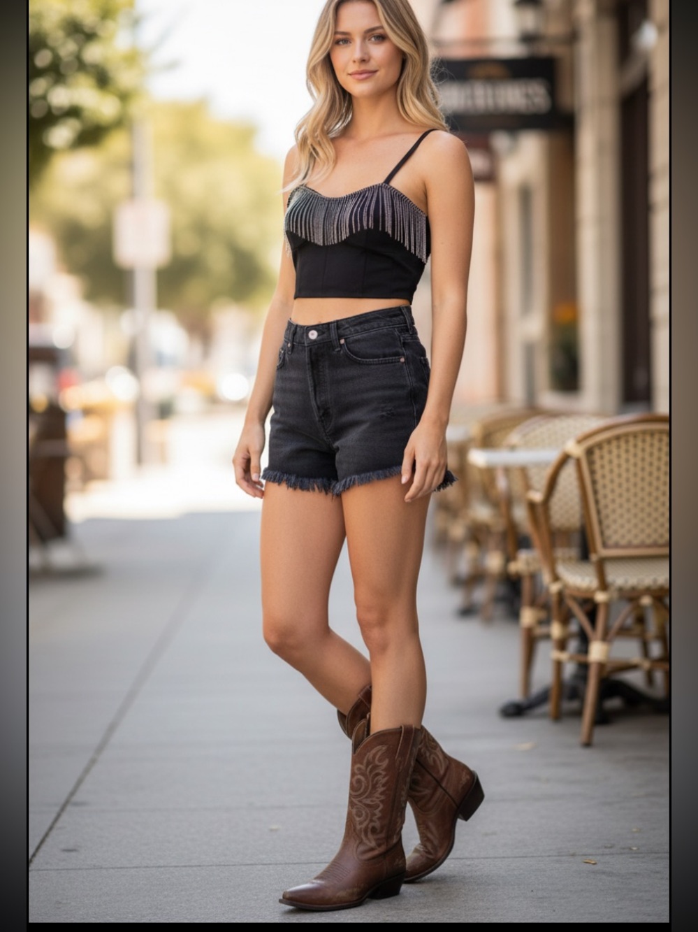 Sincerely Jules festival concert crop to with embellished tassles
